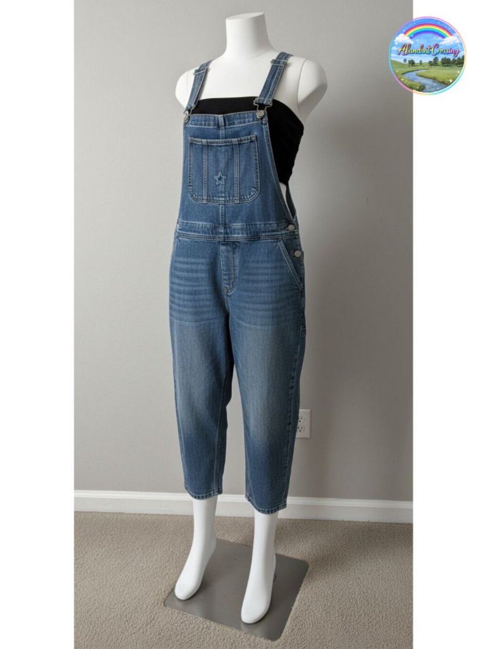 CHARTOU Women's Loose Fit Jean Jumpsuit Harem Denim Crop